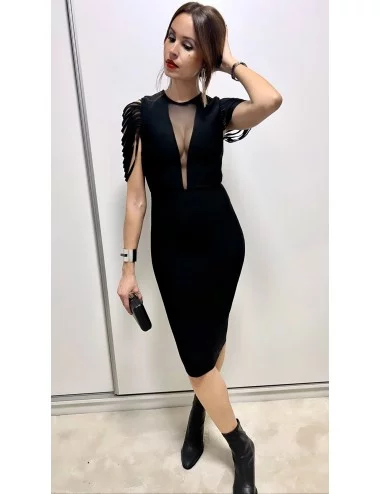 VESTIDO ENTALLADO MIDI TIRAS